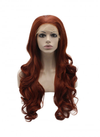 Mxangel Long Wavy Burgundy Red Natural Synthetic Lace Front Wig