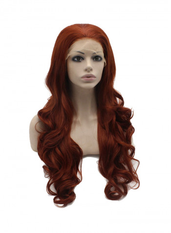 Mxangel Long Wavy Burgundy Red Natural Synthetic Lace Front Wig