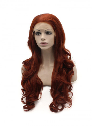 Mxangel Long Wavy Burgundy Red Natural Synthetic Lace Front Wig