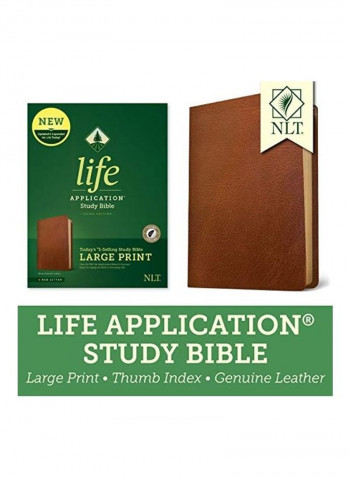 NLT Life Application Study Bible, Third Edition, Large Print (Red Letter, Genuine Leather, Brown, Indexed) Hardcover