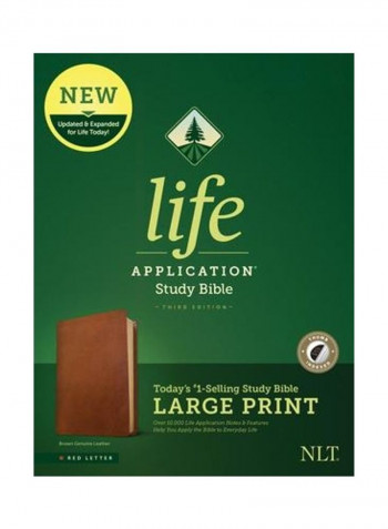 NLT Life Application Study Bible, Third Edition, Large Print (Red Letter, Genuine Leather, Brown, Indexed) Hardcover