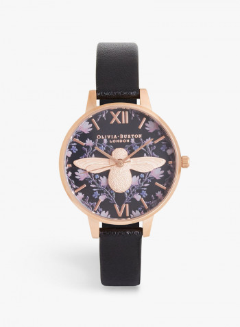 Women's Black Meant To Bee Leather Watch