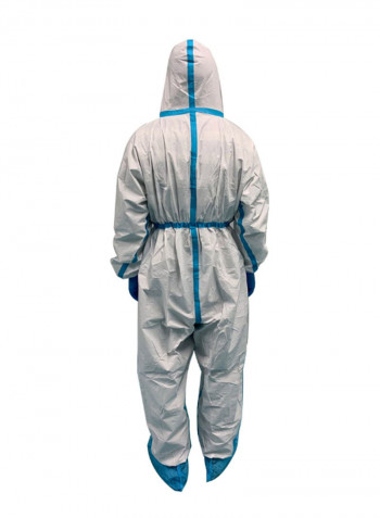 Breathable Hooded Suit With Elastic Cuff Blue/White