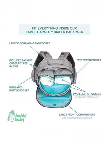 Diaper Bag With Bucket Wipe Cover And Changing Mat Set