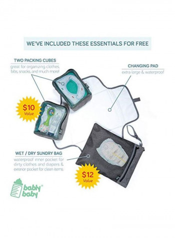Diaper Bag With Bucket Wipe Cover And Changing Mat Set