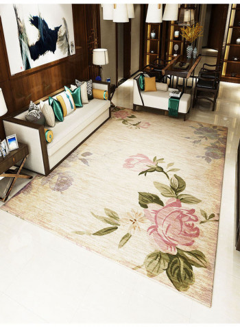 1-Piece Soft Simple Rose Printeded Floor Mat Multicolour 140x200cm