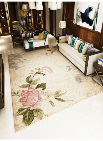 1-Piece Soft Simple Rose Printeded Floor Mat Multicolour 140x200cm
