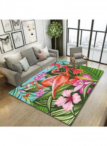 Flamingo Printed Anti-Skidding Floor Rug Green/Pink/Orange 120x160cm