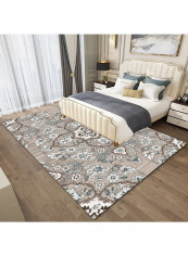 Floral Pattern Anti-Slip Foldable Rug Grey/Blue/White 120x160cm