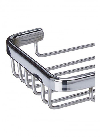 Rectangular Soap Shower Basket Silver 4inch