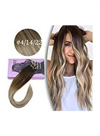 20-Piece Straight Hair Extension Set 4 Dark Brown/14/22 Blonde 20inch