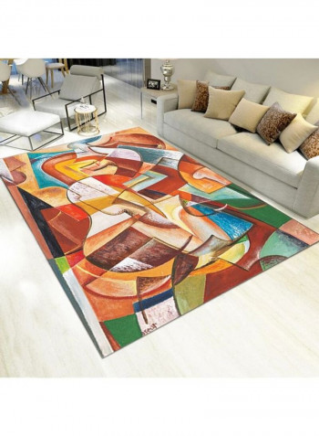 3D Printed Geometry Patterned Non-Slip Floor Carpet Multicolour 140x200cm