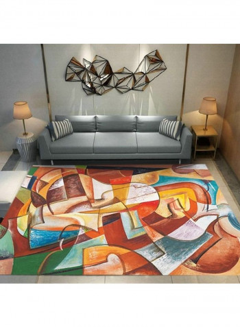 3D Printed Geometry Patterned Non-Slip Floor Carpet Multicolour 140x200cm