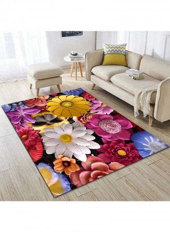 1-Piece Anti-Skidding Flower Floor Mat Multicolour 120 x 160cm