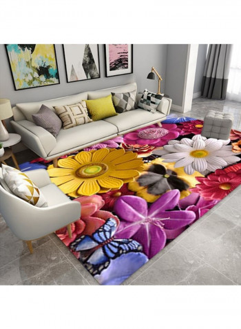 1-Piece Anti-Skidding Flower Floor Mat Multicolour 120 x 160cm