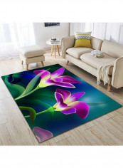 Anti-Skidding Flower Print Soft Living Room Floor Mat Multicolour 120x160cm