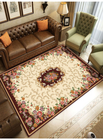 Floral Printed Floor Mat Yellow/Brown/Red 140x200cm