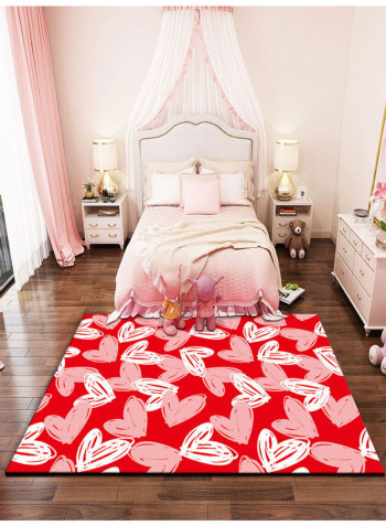 Simple Heart Printed Bedroom Soft Mat Red/White/Pink 140 x 200cm