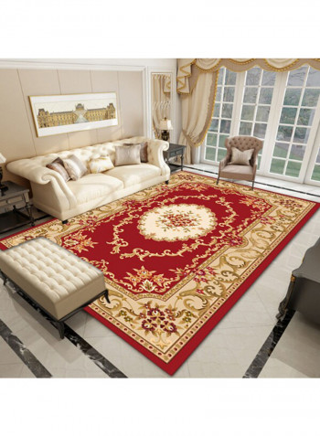 1-Piece Anti-Slip Colour Block Carpet Red/Beige 120 x 160cm