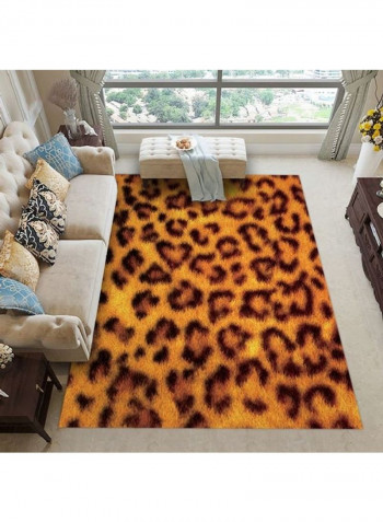 Animal Print Non-Slip Carpet Yellow/Black 140x200cm