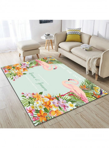 1-Piece Nordic Style Flower Flamingo Print Simple Mat Multicolour 120 x 160cm