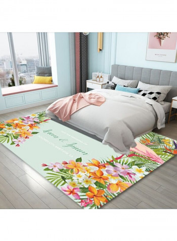1-Piece Nordic Style Flower Flamingo Print Simple Mat Multicolour 120 x 160cm