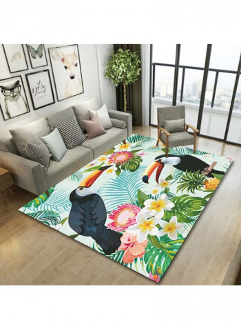 Flower Bird Printed Mat Multicolour 120x160cm