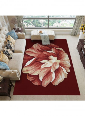 Flower Printed Rug Red/Beige/Yellow 140x200cm