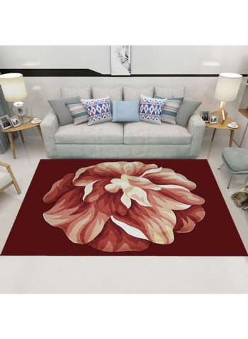 Flower Printed Rug Red/Beige/Yellow 140x200cm
