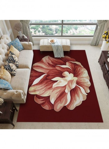 Flower Printed Rug Red/Beige/Yellow 140x200cm