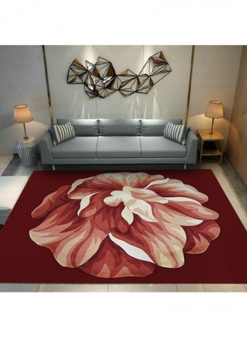 Flower Printed Rug Red/Beige/Yellow 140x200cm