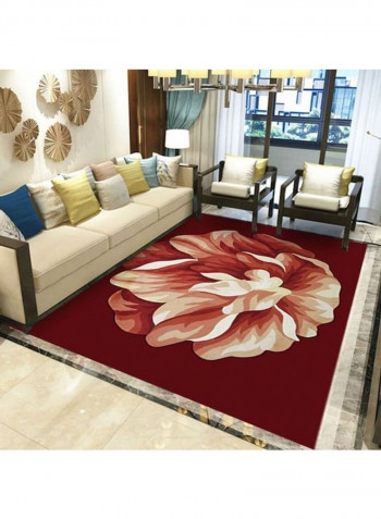 Flower Printed Rug Red/Beige/Yellow 140x200cm