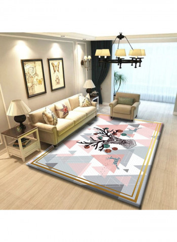 Nordic Style Floor Mat Deer Head Geometry Printed Rug Multicolour 140 x 200cm