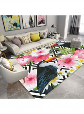 Flower And Bird Printed Rug Multicolour 120x160cm