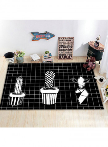 Plant Pattern Bedroom Rug Black/White 120x160cm