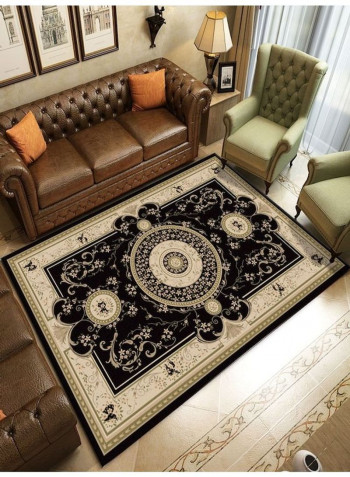 1-Piece Retro Style Floral Printeded Anti-Skid Floor Mat Black/Brown 140x200cm