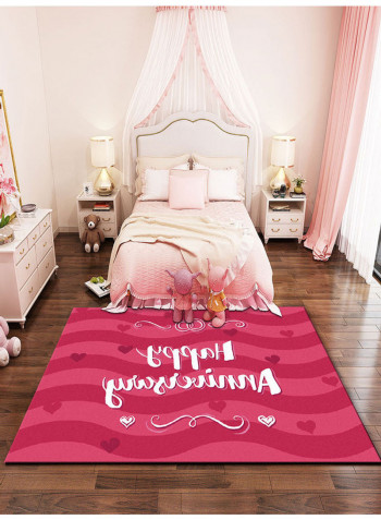 1-Piece Simple Letter Printed Soft Floor Rug Red/White 140x200cm