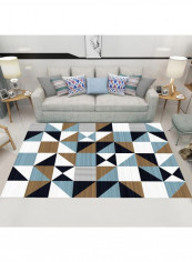 Durable Simple Geometry Pattern Living Room Rug Multicolour 140x200cm