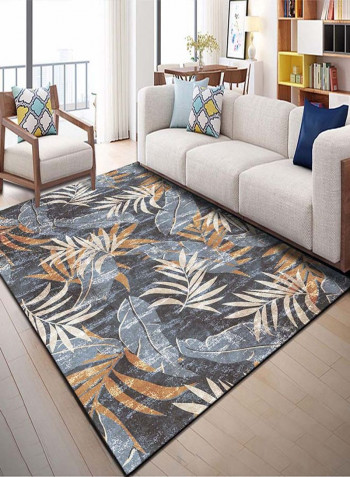 Modern Simple Leaves Pattern Washable Mat Multicolour 140x200cm