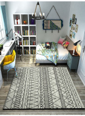 Striped Comfortable Anti-Skid Floor Mat Grey/Black 140 x 200cm