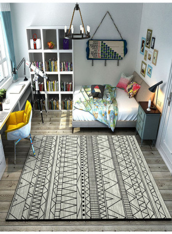 Striped Comfortable Anti-Skid Floor Mat Grey/Black 140 x 200cm