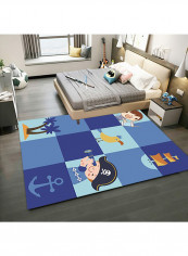 Anchor Plaid Pattern Printed Rug Blue/Yellow/Beige 120x160cm