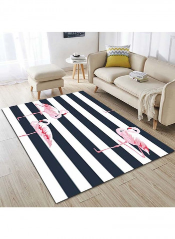 Flamingo Printed Anti-Skidding Floor Rug White/Black/Pink 120x160cm