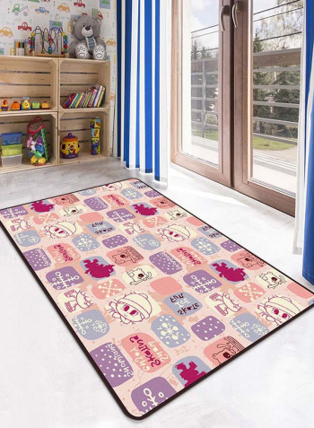 Cartoon Pattern Printed Anti-Skid Rug Pink/Beige/White 140x200cm