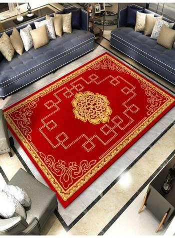 1-Piece Luxury European Style Floral Printed Comfortable Anti-Skid Mat Red/Yellow 140x200cm