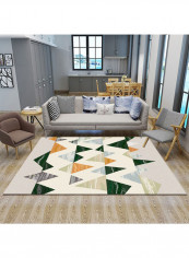 Colour Block Geometric Pattern Anti-Slip Carpet Multicolour 120 x 160cm