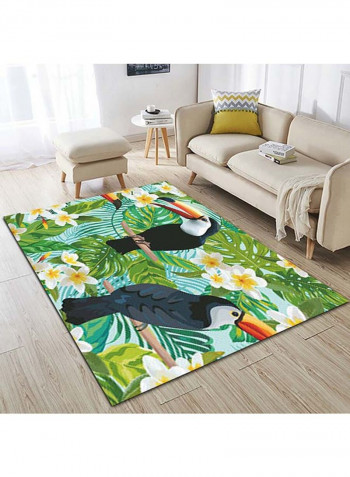 Flower And Bird Printed Rug Multicolour 120x160cm