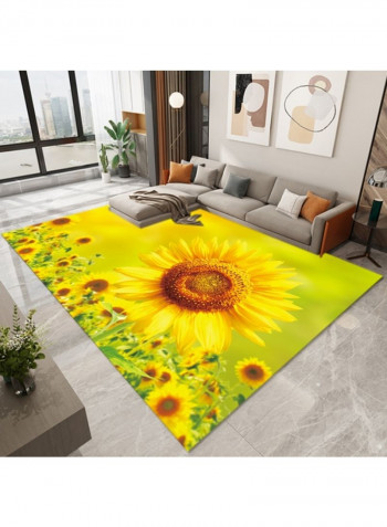 Stereoscopic Floral Pattern Carpet Yellow 120x160cm
