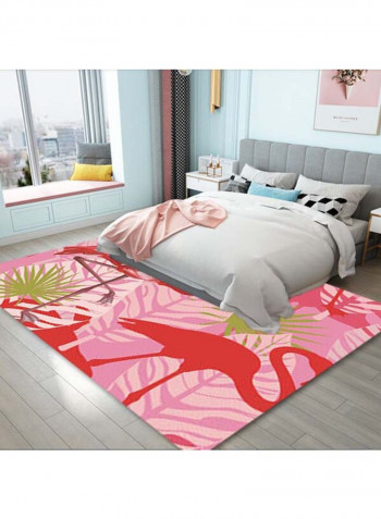 Flamingo Printed Anti-Skidding Floor Rug Pink/Red/Green 120x160cm