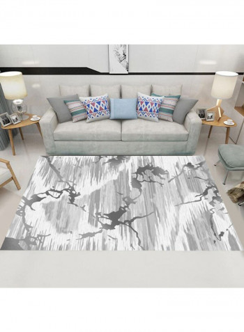 Printed Anti-Slip Floor Rug Grey/White 140x200cm